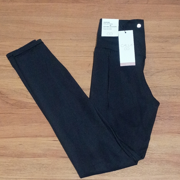 CALIA by Carrie Underwood Pants - NEW CALIA Women's Inspire High Rise 7/8 Leggings - BLACK - S